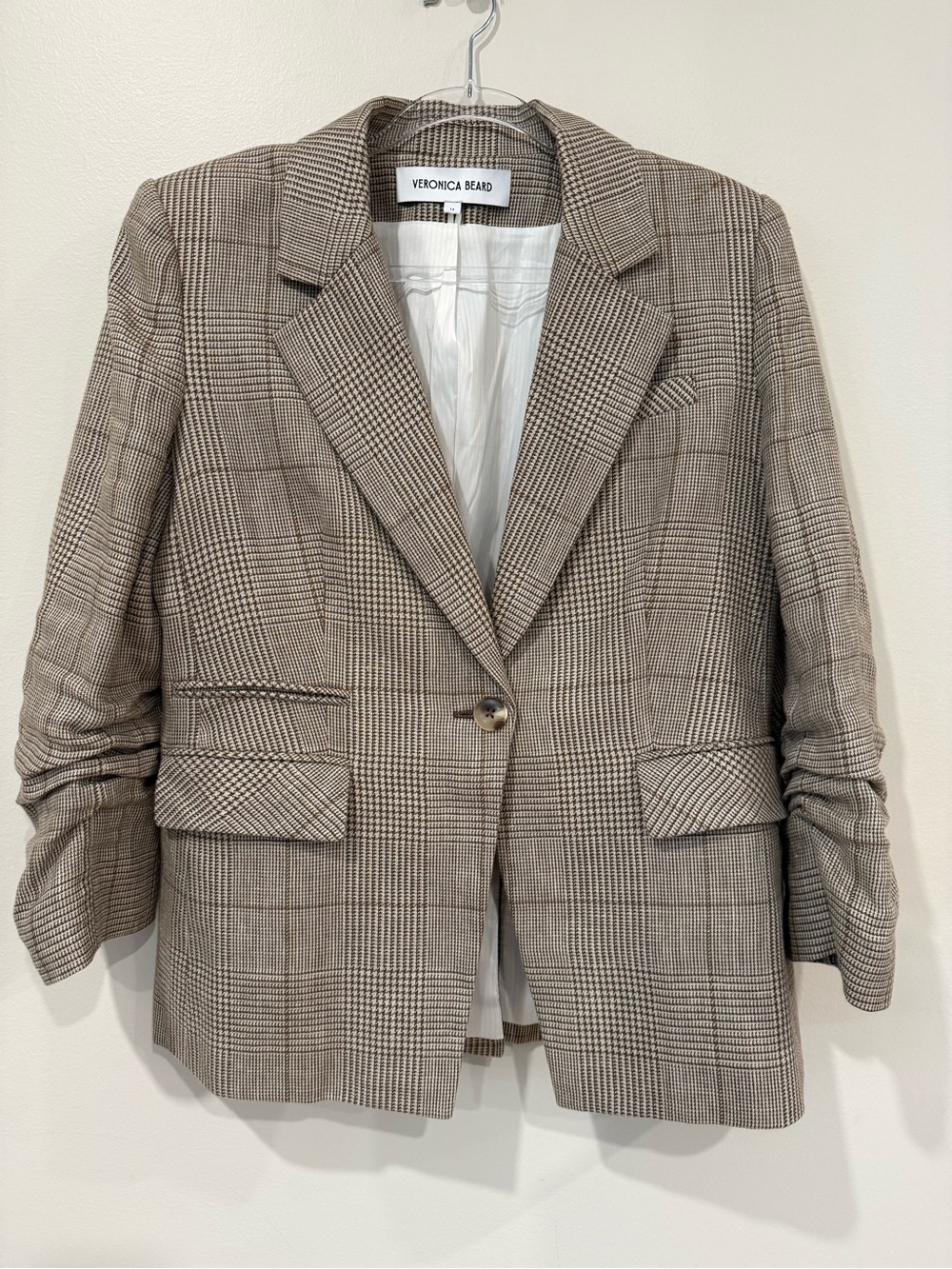Veronica Beard Battista Plaid Linen Cotton Dickey Jacket Blazer Size 12